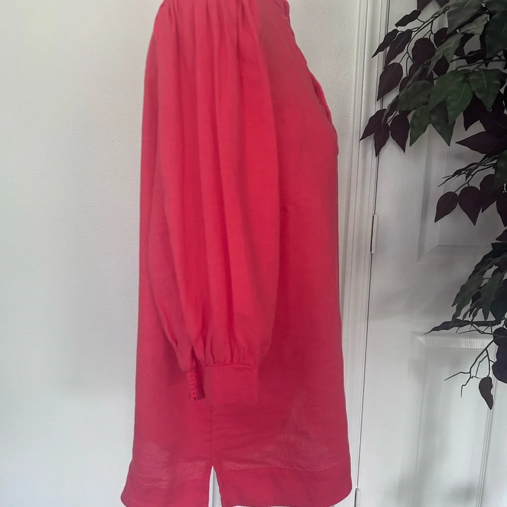 Lilly Pulitzer Coral Pink V-Neck Linen Blouse